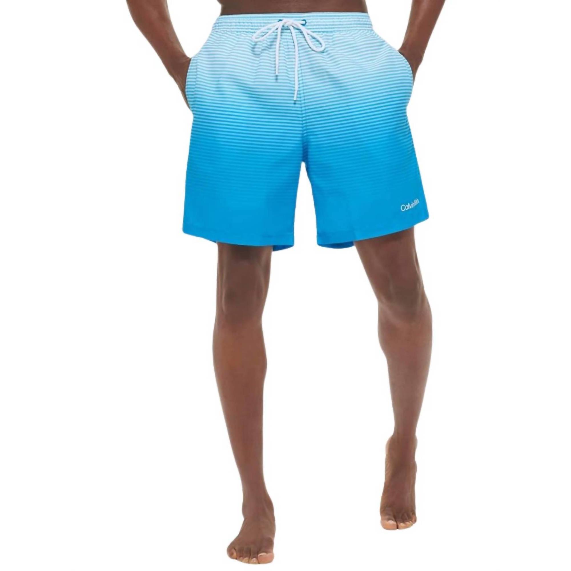 New Calvin Klein Mens Swim Trunk In Blue